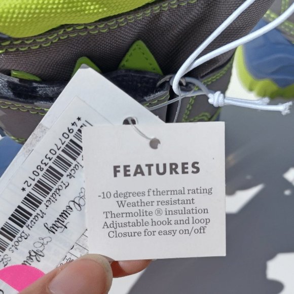 Cat & Jack blue and green baby winter boots size 4 - NWOT - Picture 4 of 5